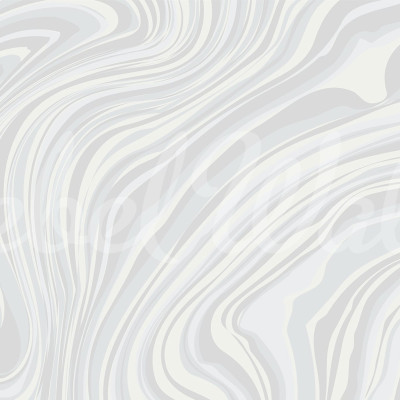 Tapet abstract cu design cursiv, Multi Layers, White, în tonuri delicate de alb și gri, decorând un dormitor modern.