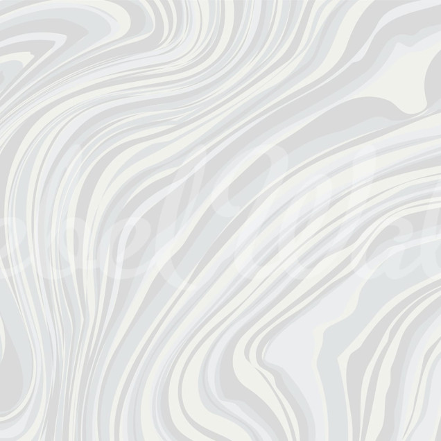 Tapet abstract cu design cursiv, Multi Layers, White, în tonuri delicate de alb și gri, decorând un dormitor modern.