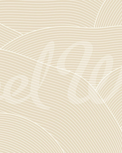 Tapet cu design abstract minimalist, cu linii subtile și curbe delicate, în nuanțe de bej.