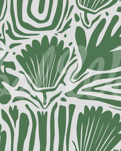 Tapet Abstract Blossoms, Green cu un model modern, cu flori abstracte, in nuante de verde.