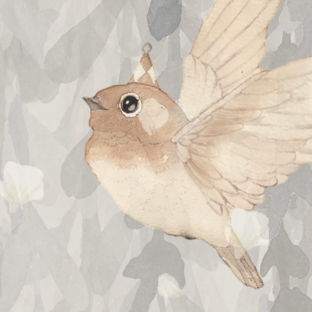 Dream Forest Boy, Blue Gray - tapet pentru camera copiilor cu un design delicat și culori pastelate