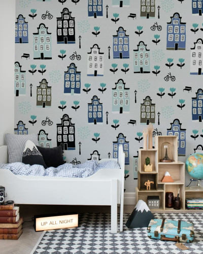 Tapet cu model Sweet Town Blue