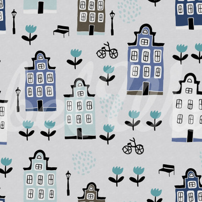 Tapet cu model Sweet Town Blue