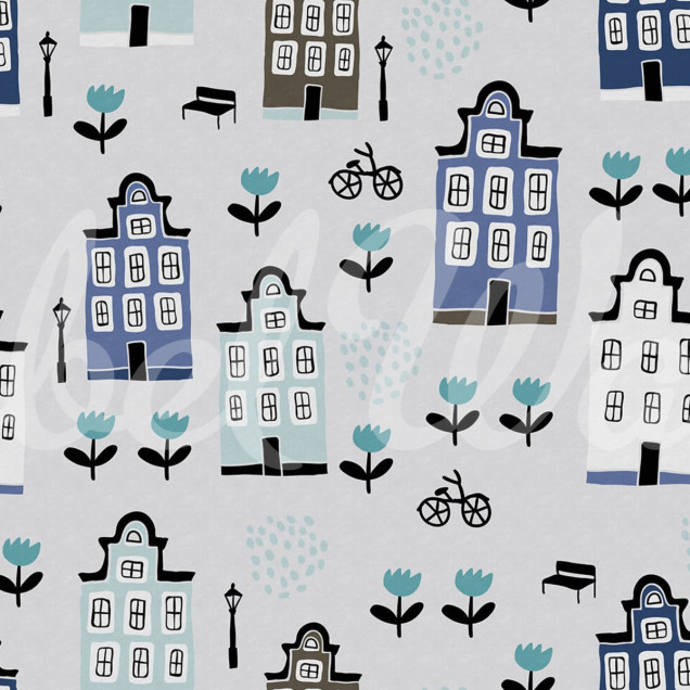 Tapet cu model Sweet Town Blue