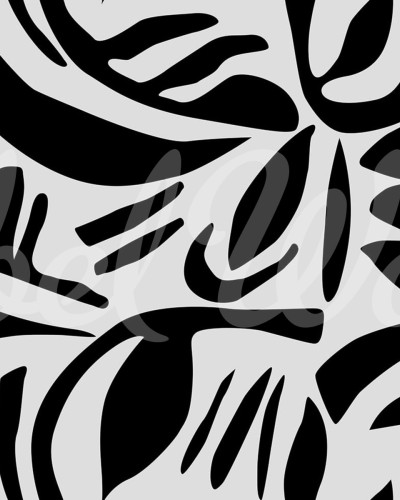 Tapet Abstract Leafs Black & White - un design modern cu frunze abstracte în negru și alb