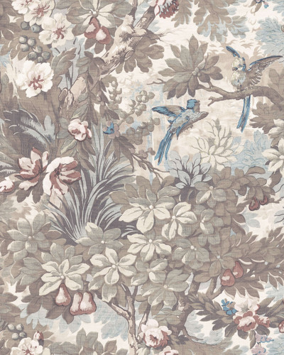 Tapet floral gri cu detalii vintage într-un interior elegant