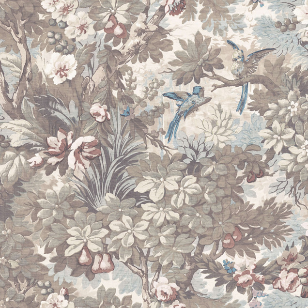 Tapet floral gri cu detalii vintage într-un interior elegant