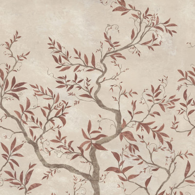 Tapet floral cu ramuri maro într-un living elegant