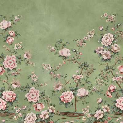 Floral Chinoiserie, Green, Rebel Walls