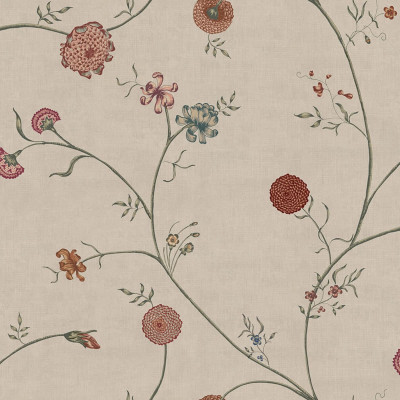 Tapet floral cu design delicat, în tonuri de nisip.