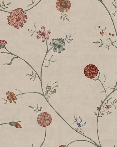 Tapet floral cu design delicat, în tonuri de nisip.