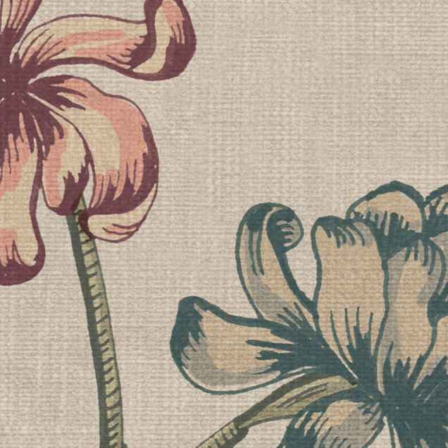 Tapet floral cu design delicat, în tonuri de nisip.