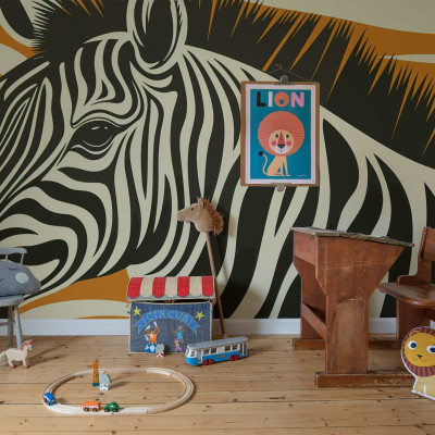 Tapet Zebra Orange - un tapet cu zebra cu dungi portocalii