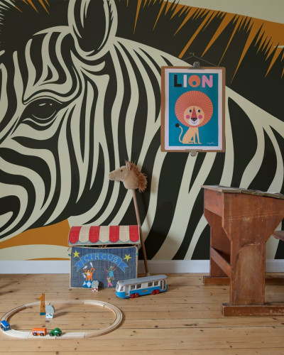 Tapet Zebra Orange - un tapet cu zebra cu dungi portocalii