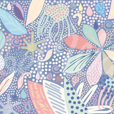 Tapet floral abstract cu design modern în culori pastelate.