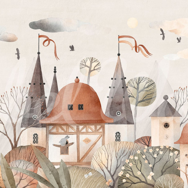 Wallpaper Orașul Iepurașilor - Toamna Wallpaper Orașul Iepurașilor - Toamna, cu casute cochete și copaci colorați