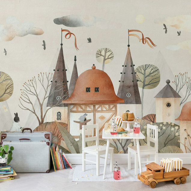 Wallpaper Orașul Iepurașilor - Toamna Wallpaper Orașul Iepurașilor - Toamna, cu casute cochete și copaci colorați