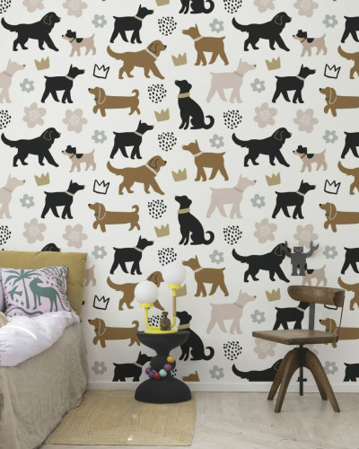 Tapet cu model de câini Dog Walk, Brown