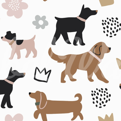 Tapet cu model de câini Dog Walk, Brown