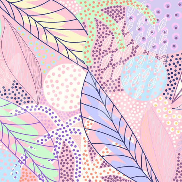 Tapet cu design abstract, in nuante pastelate de roz, verde si galben, perfect pentru a crea un spatiu modern si vibrant.