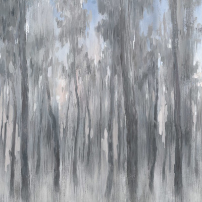 Tapet abstract Morning Forest, Gray, cu un model de pădure în tonuri de gri, ideal pentru a crea un decor modern și sofisticat