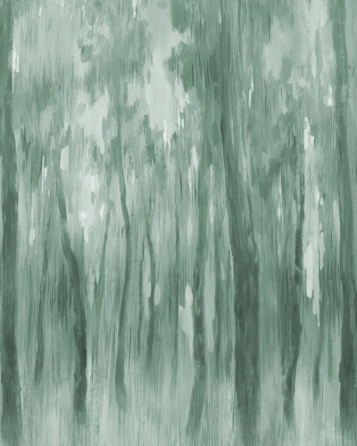 Tapet Morning Forest Green cu design abstract modern, perfect pentru a crea o atmosferă calmă și relaxantă în orice cameră.