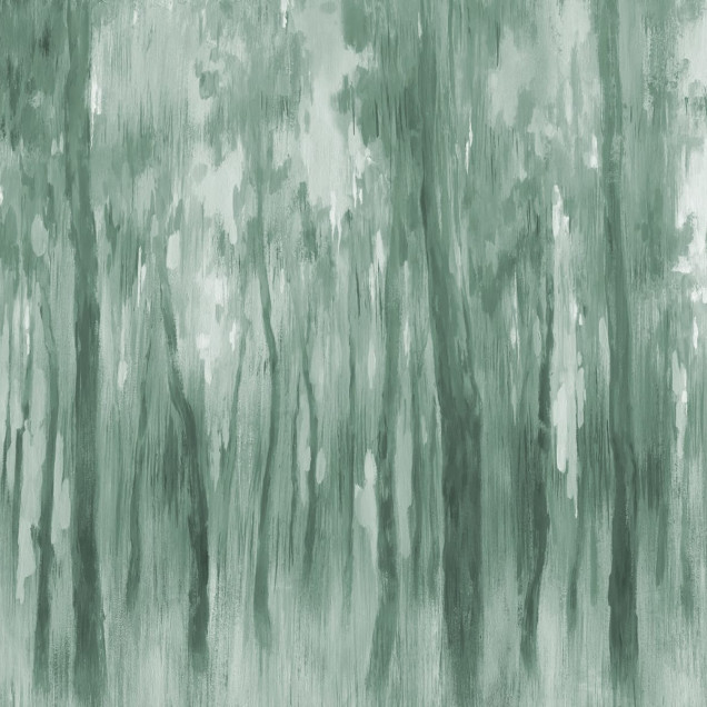 Tapet Morning Forest Green cu design abstract modern, perfect pentru a crea o atmosferă calmă și relaxantă în orice cameră.