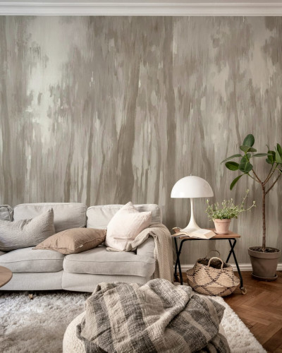 Morning Forest, Beige tapet pentru pereți, design minimalist cu accente de bej deschis