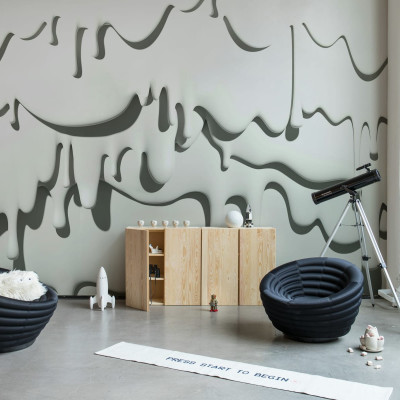 Tapet abstract cu design modern, cu linii albe groase care picură