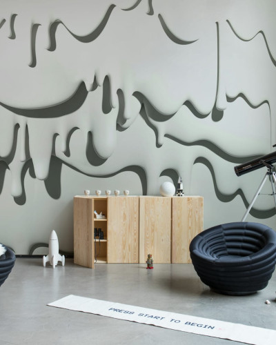Tapet abstract cu design modern, cu linii albe groase care picură