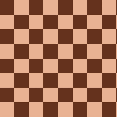 Tapet Happy Squares, Apricot, cu pătrate în nuanțe de caisă și maro, decorând un dormitor modern.