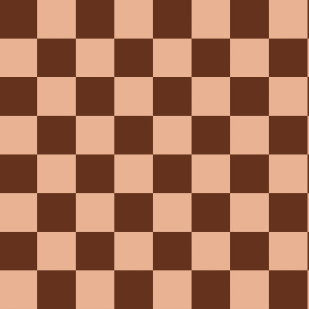 Tapet Happy Squares, Apricot, cu pătrate în nuanțe de caisă și maro, decorând un dormitor modern.