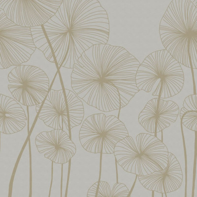 Waterlily Forest, Gray, un tapet cu design floral minimalist, perfect pentru a adăuga o notă de eleganță și rafinament oricărui spațiu.