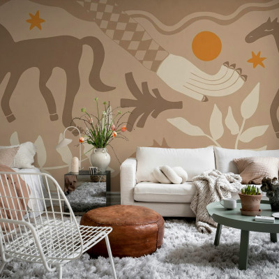 Fototapet cu cai maro pentru decorarea interioară