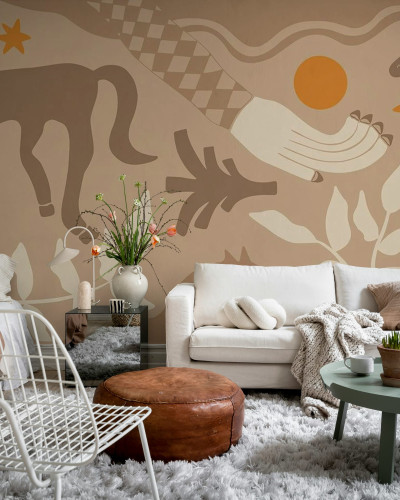 Fototapet cu cai maro pentru decorarea interioară
