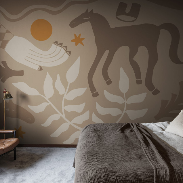 Fototapet cu cai maro pentru decorarea interioară