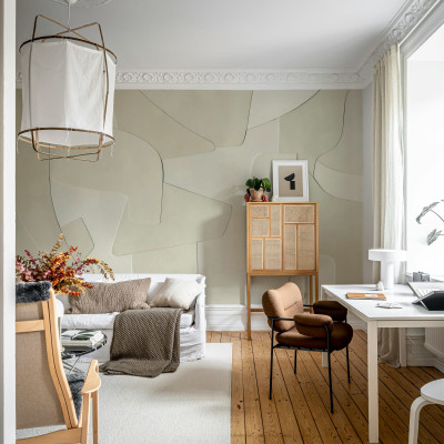 Fototapet bej cu design modern într-un interior elegant