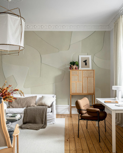 Fototapet bej cu design modern într-un interior elegant