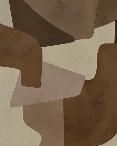 Tapet abstract maro în dormitor modern