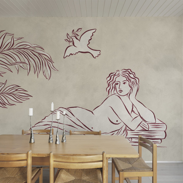 Fototapet cu design artistic în nuanțe de roșu