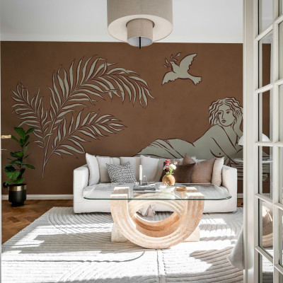 Fototapet decorativ cu motive artistice în living