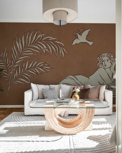Fototapet decorativ cu motive artistice în living