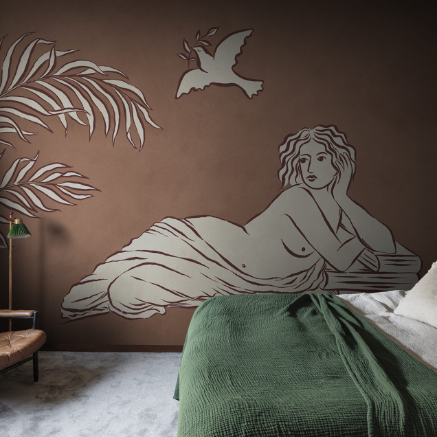 Fototapet decorativ cu motive artistice în living
