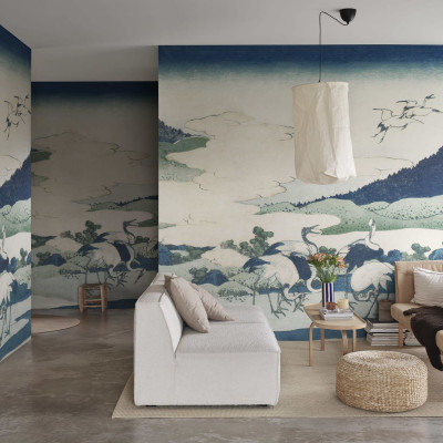 Tapet cu design japonez cu macarale si dealuri