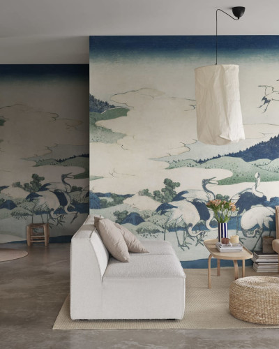Tapet cu design japonez cu macarale si dealuri