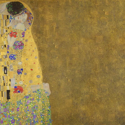 Tapet cu Sărutul lui Gustav Klimt, un design artistic modern.