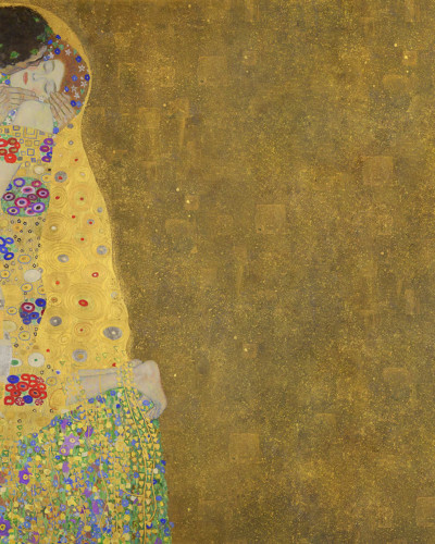 Tapet cu Sărutul lui Gustav Klimt, un design artistic modern.