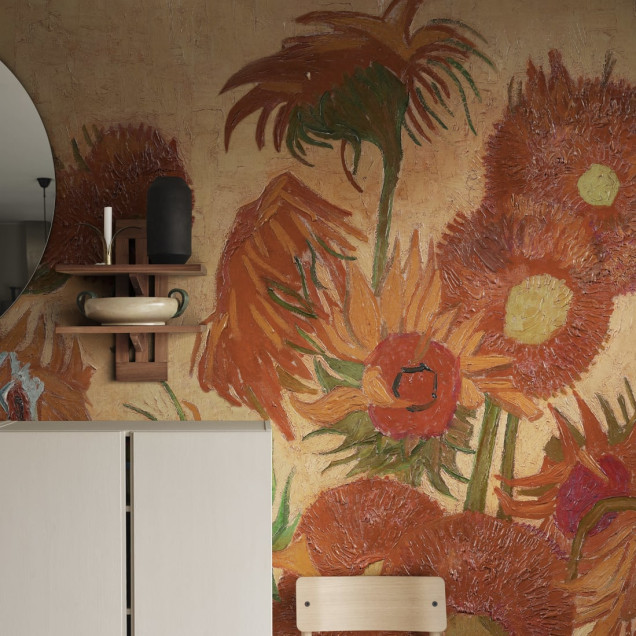 Tapet cu flori de soare cu design repetitiv