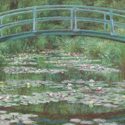 Tapet The Japanese Footbridge by Monet, în dormitor
