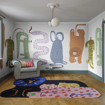 Tapet Funky Friends cu animale colorate.